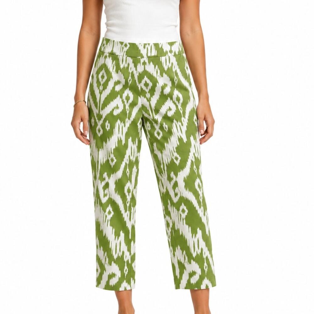 So Slimming By Chico's Crop Pant Geometric Green